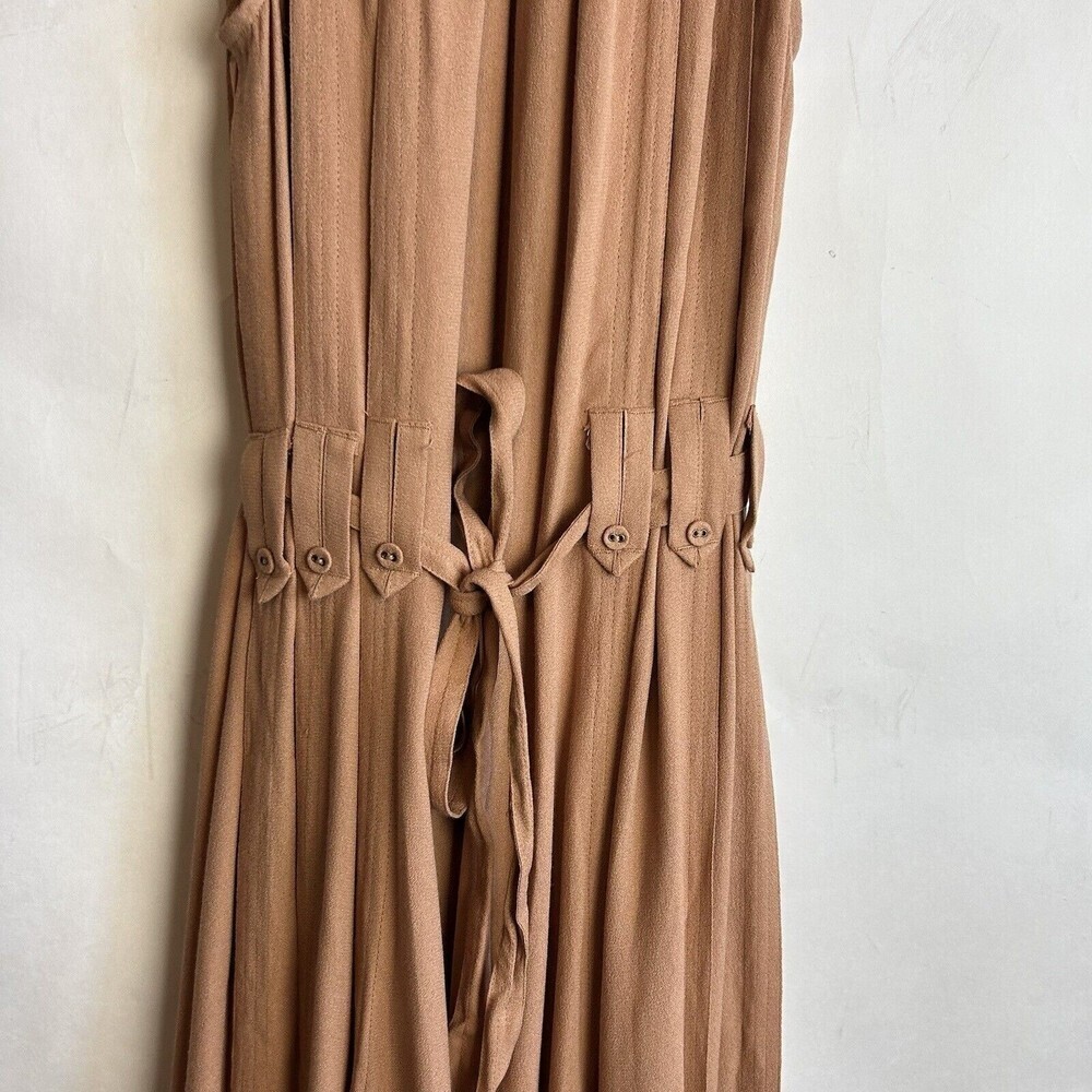 Ulla Johnson Joni Halter Poplin Midi Dress in Clay Size 12 Belted Tie Sleeve - Picture 8 of 10